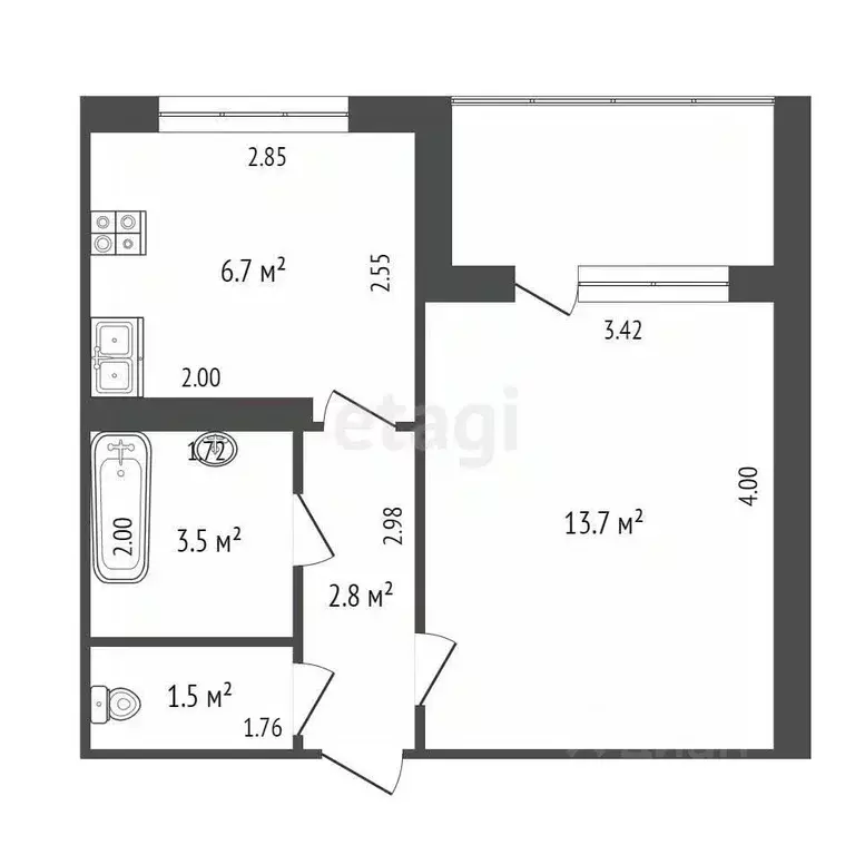 1-к кв. Оренбургская область, Оренбург ул. Сергея Лазо, 13/1 (30.0 м) - Фото 2