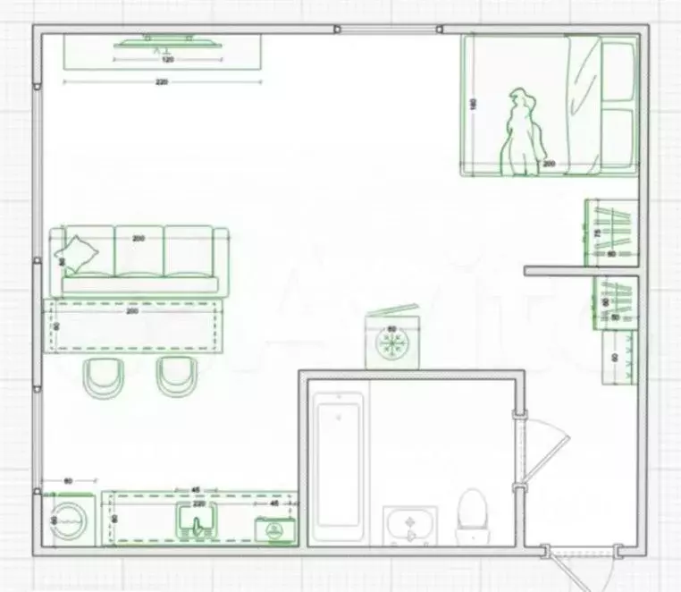 Студия Костромская область, Кострома просп. Мира, 135 (31.0 м) - Фото 2