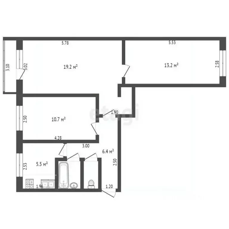 3-к кв. Омская область, Омск ул. Ермолаева, 8 (58.5 м) - Фото 1