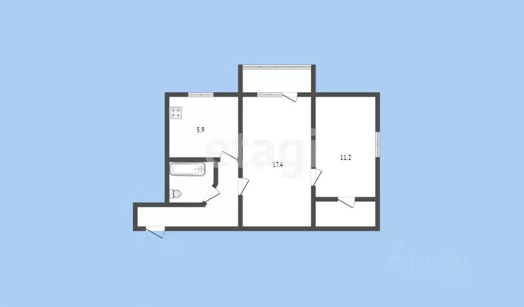 2-к кв. Карачаево-Черкесия, Черкесск пл. Кирова, 9 (47.0 м) - Фото 1