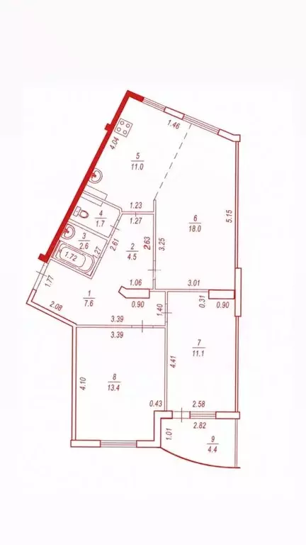 3-к кв. Башкортостан, Уфа Российская ул., 25 (69.9 м) - Фото 2