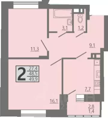 2-к кв. Воронежская область, Семилуки  (49.9 м) - Фото 0