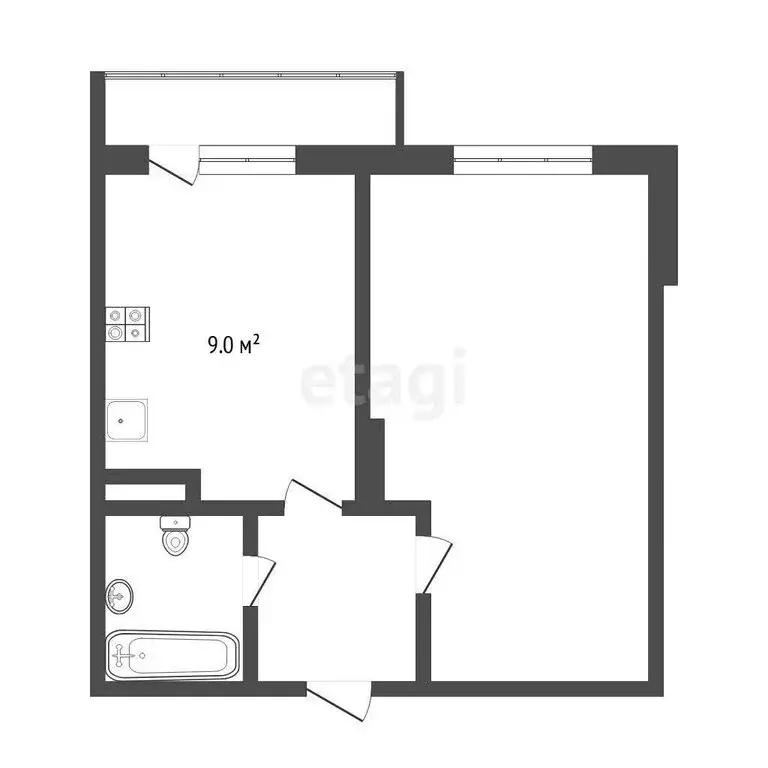 1-комнатная квартира: Тюмень, улица Дружбы, 73к3 (33.9 м) - Фото 0