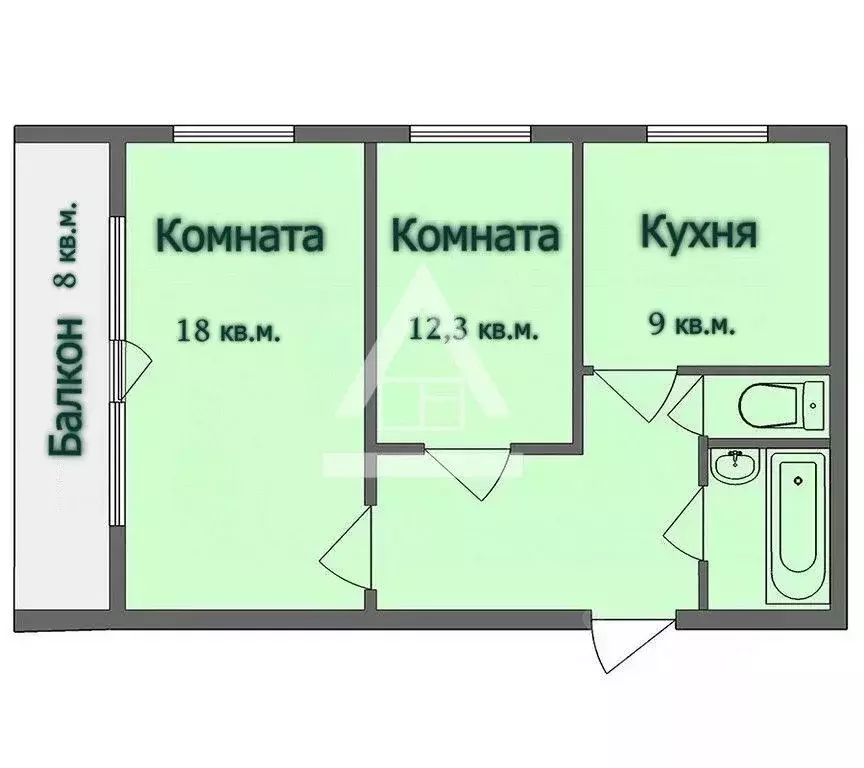 2-к кв. Челябинская область, Челябинск ул. Энгельса, 44 (52.1 м) - Фото 1