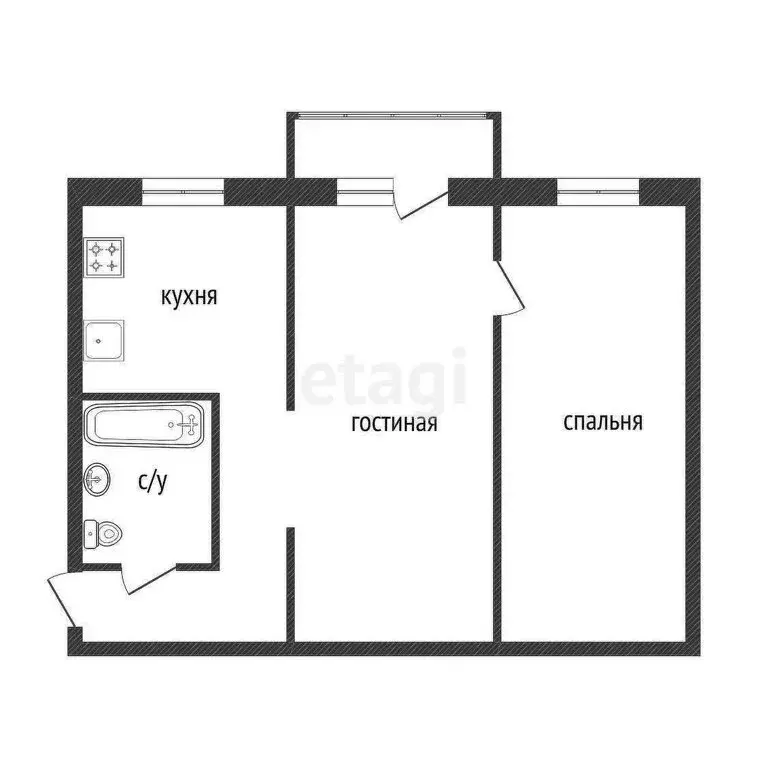 2-комнатная квартира: Курган, улица Карла Маркса, 105 (42.8 м) - Фото 0