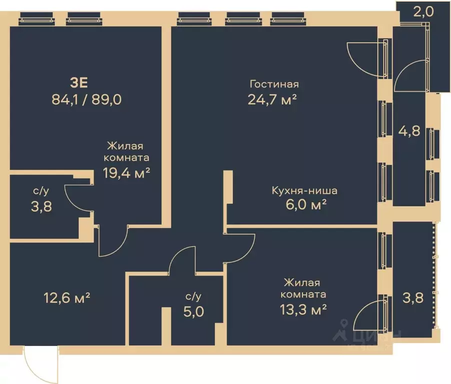 3-к кв. Пермский край, Пермь ул. Николая Островского, 1 (89.0 м) - Фото 0