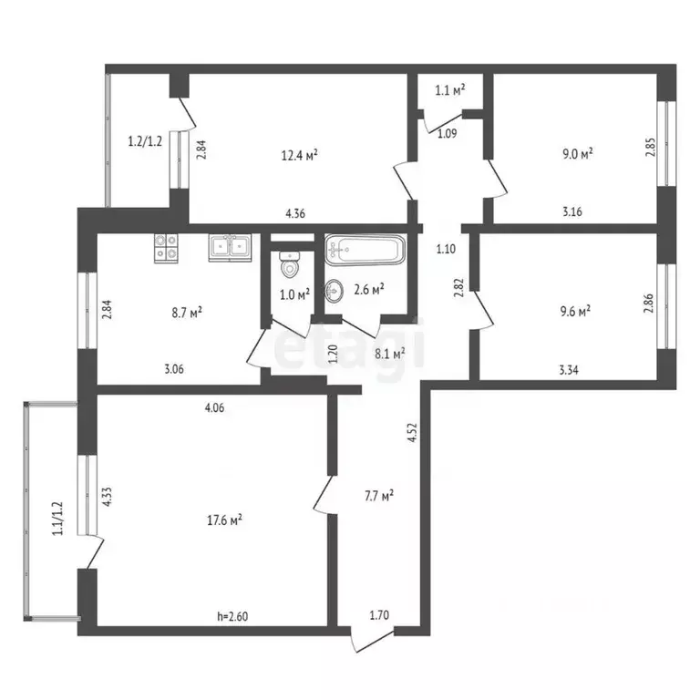 4-к кв. Забайкальский край, Чита Северный мкр, 58 (77.8 м) - Фото 1