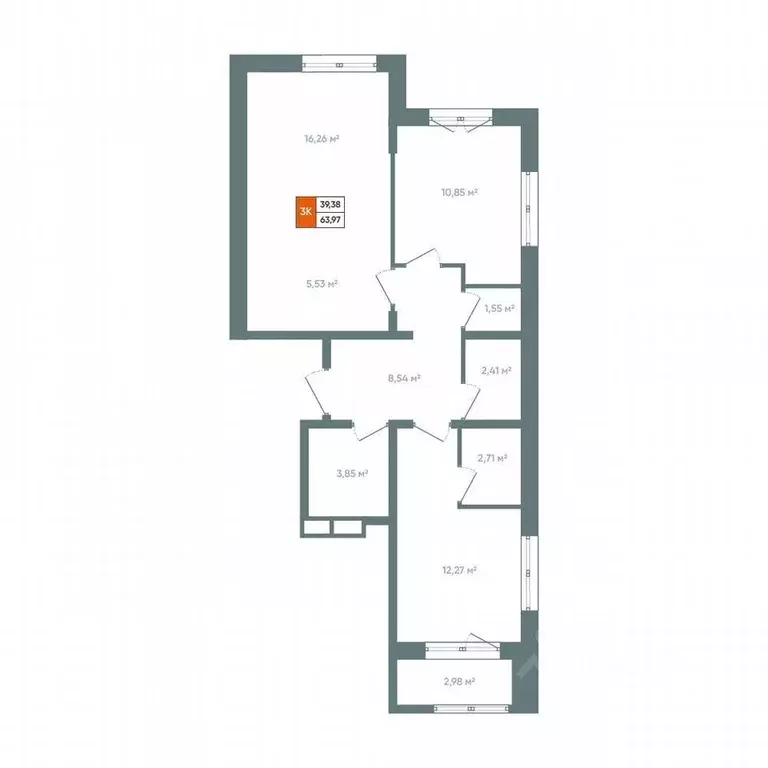 3-к кв. Иркутская область, Иркутск ул. Березовая Роща, 13Б (58.0 м) - Фото 2