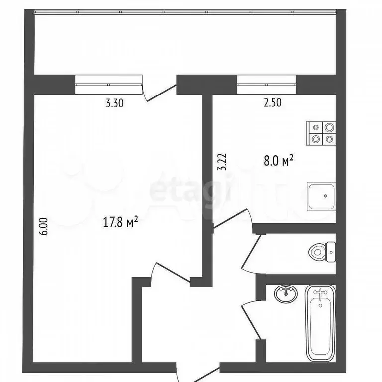 1-к. квартира, 34 м, 3/9 эт. - Фото 0