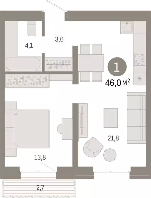 1-комнатная квартира: Екатеринбург, улица Советских Женщин (45.9 м) - Фото 0