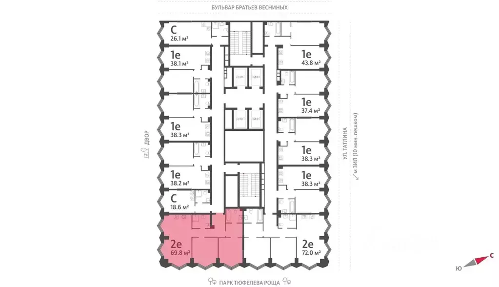 2-к кв. Москва Зиларт жилой комплекс, 21/22 (69.8 м) - Фото 1