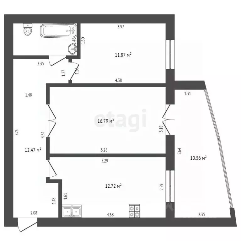 2-к кв. Костромская область, Кострома Никитская ул., 35 (63.0 м) - Фото 1