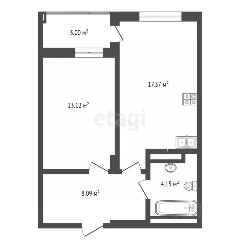 1-к кв. Тюменская область, Тюмень ул. Монтажников, 36 (42.0 м) - Фото 1