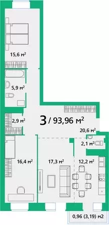 Продаётся 2-к квартира, 93.96 м - Фото 1