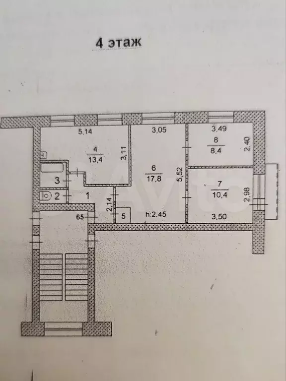 3-к. квартира, 58,6 м, 4/5 эт. - Фото 0