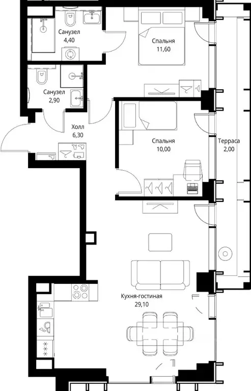 2-к кв. Москва Верейская ул., 29С34 (67.7 м) - Фото 1