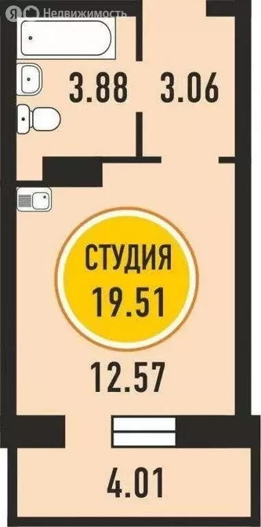 Квартира-студия: Тюмень, Верхнетарманская улица, 1 (19.6 м) - Фото 2