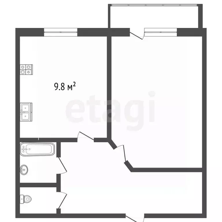 1-к кв. Крым, Евпатория ул. Чапаева, 99 (38.3 м) - Фото 2
