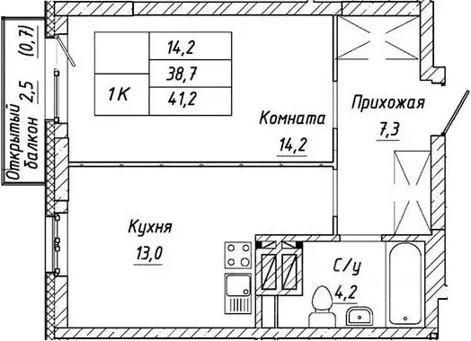 1-к кв. Новосибирская область, Новосибирск Тульская ул., 74 (40.5 м) - Фото 0
