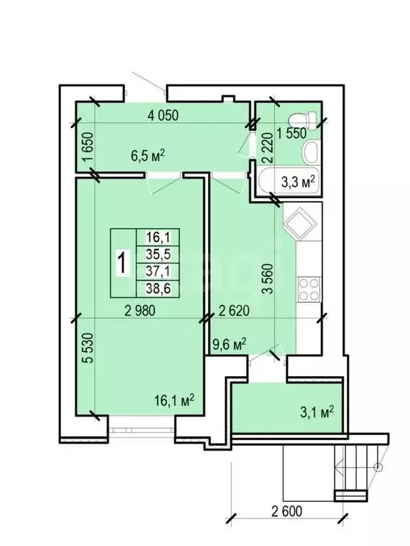 1-комнатная квартира: Энгельс, Новобазарная улица, 1 (38.6 м) - Фото 0