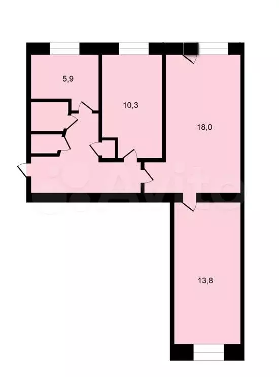 3-к. квартира, 58,6 м, 1/5 эт. - Фото 0