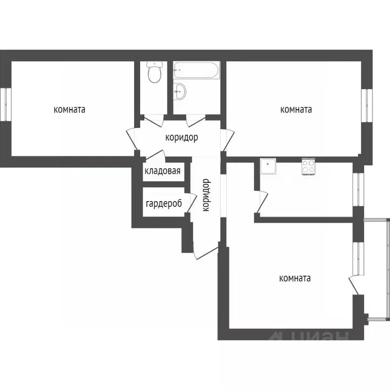 3-к кв. Бурятия, Улан-Удэ Аэропорт мкр, 30 (63.9 м) - Фото 1