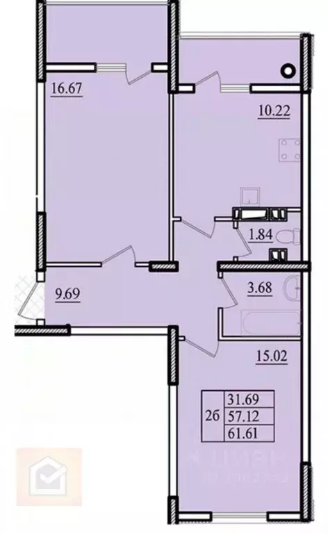 2-к кв. Крым, Евпатория ул. Чапаева, 28 (62.0 м) - Фото 2