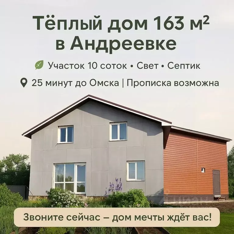 Дом в Омская область, Омский район, с. Андреевка  (163 м) - Фото 1