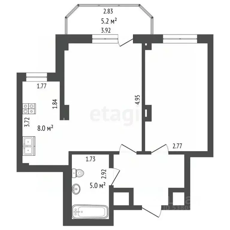 2-к кв. Ростовская область, Ростов-на-Дону ул. Тружеников, 80 (55.0 м) - Фото 1
