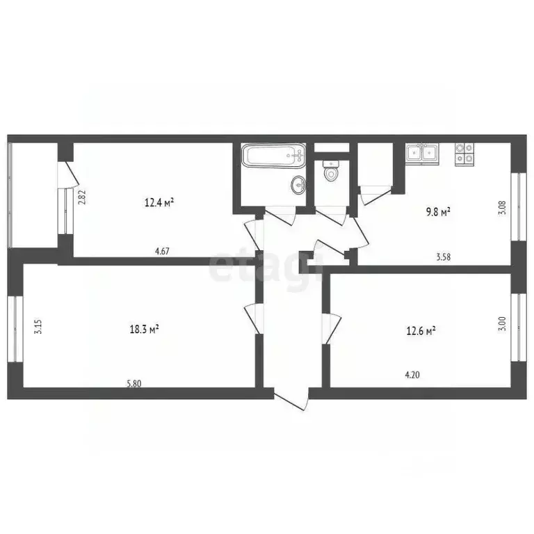 3-к кв. Вологодская область, Междуреченский муниципальный округ, с. ... - Фото 2