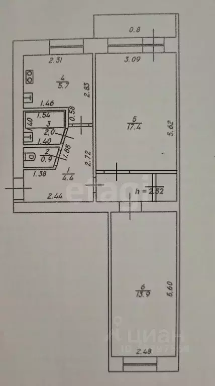 2-к кв. Тверская область, Тверь ул. Зинаиды Коноплянниковой, 4 (46.0 ... - Фото 2