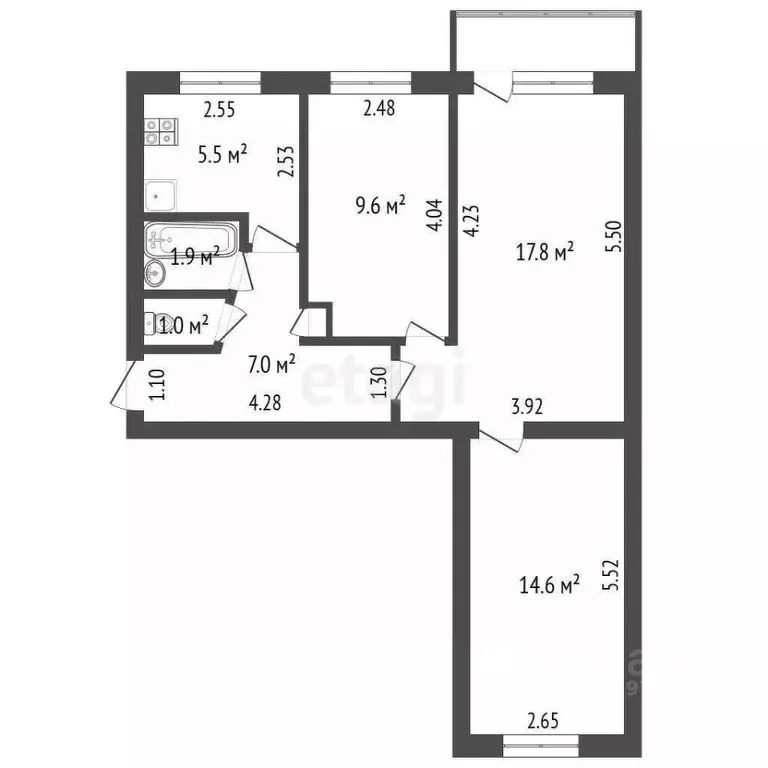 3-к кв. Саха (Якутия), Якутск ул. Халтурина, 6/1 (57.1 м) - Фото 1