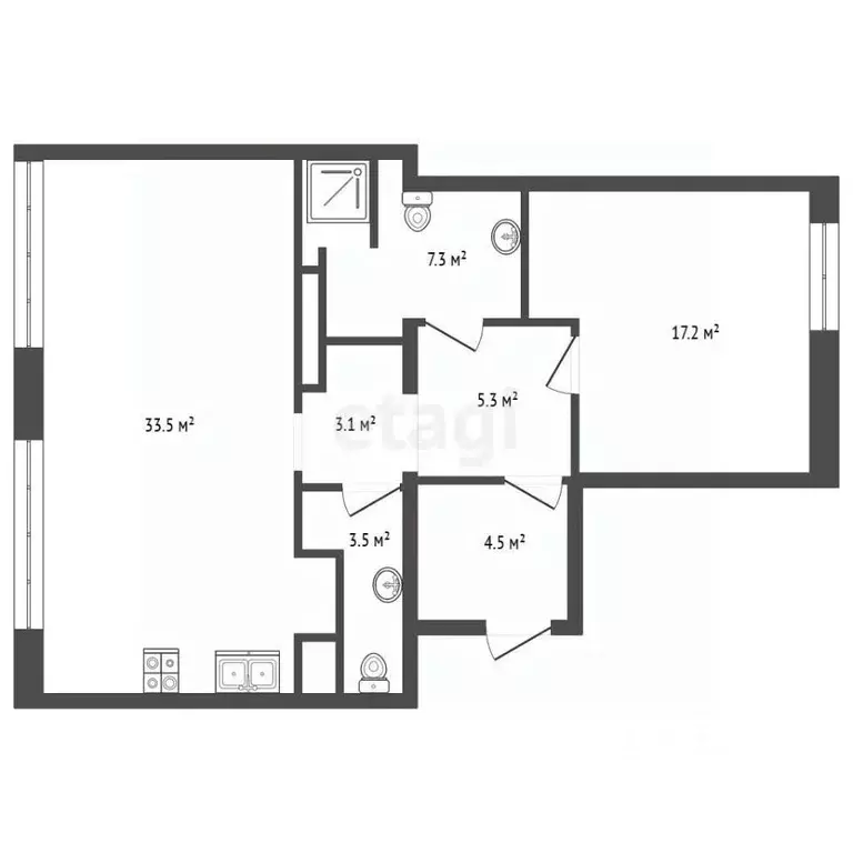 2-к кв. Санкт-Петербург просп. Малый Петроградской стороны, 79-81-83 ... - Фото 2