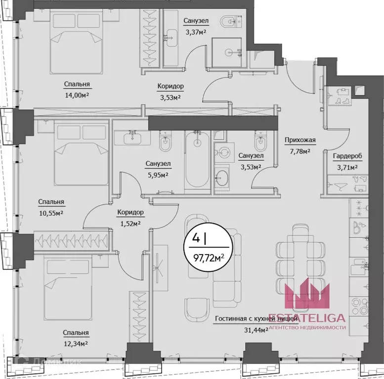Продаётся 4-к квартира, 98 м - Фото 1
