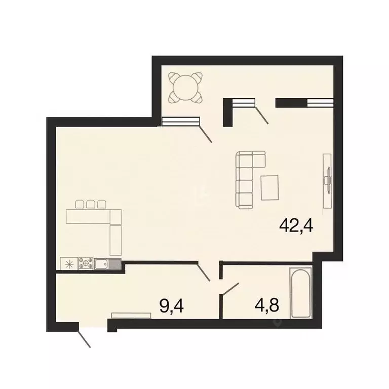 Студия Севастополь Севастопольская зона ЮБК кв-л,  (57.7 м) - Фото 2