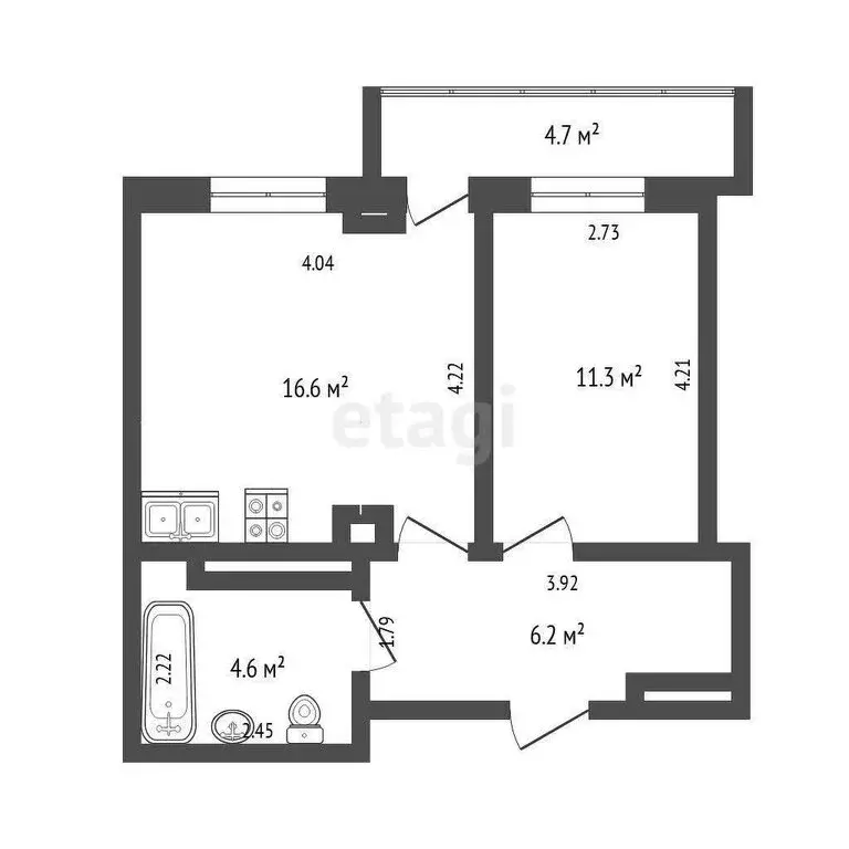 1-комнатная квартира: Тюменский муниципальный округ, деревня ... - Фото 1