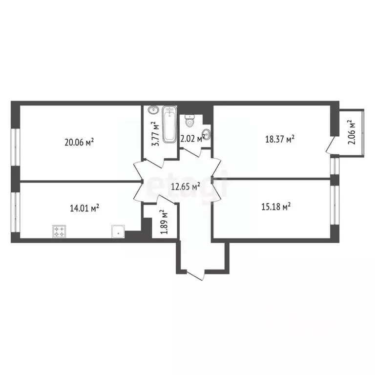 3-к кв. Красноярский край, Красноярск ул. Петра Подзолкова, 22 (88.25 ... - Фото 2