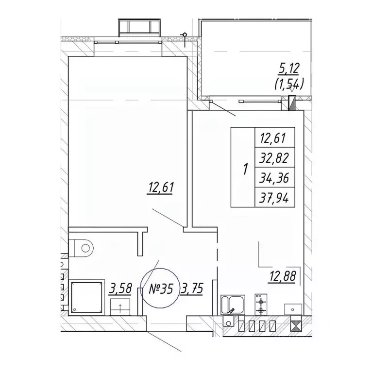 1-к кв. Калининградская область, Зеленоградск  (37.94 м) - Фото 1