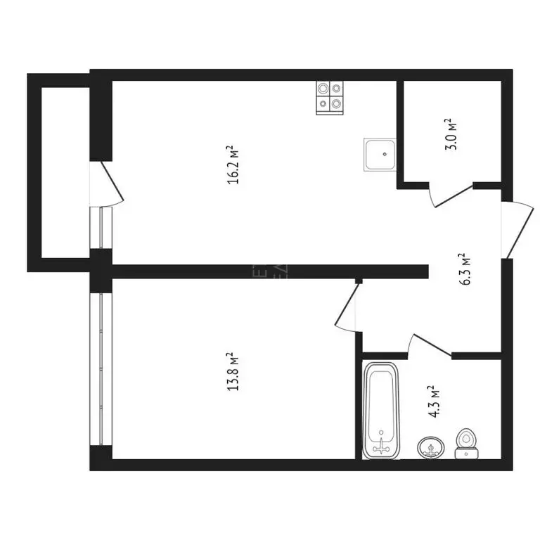 1-комнатная квартира: Тюмень, улица Павла Фитина, 3 (43.3 м) - Фото 1