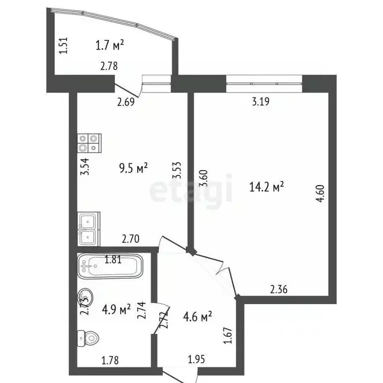 1-к кв. Чувашия, Чебоксары ул. Радужная, 18 (33.2 м) - Фото 1