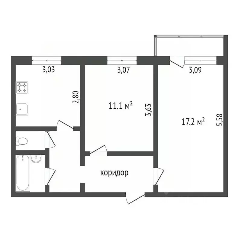 2-к кв. Тюменская область, Тобольск 10-й мкр, 36 (46.6 м) - Фото 2