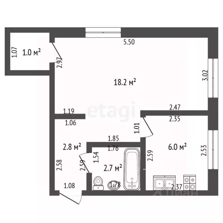 1-к кв. Башкортостан, Стерлитамак просп. Ленина, 20 (30.7 м) - Фото 1
