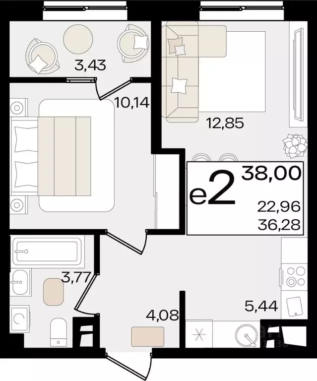 2-к кв. Краснодарский край, Краснодар Сормовская ул., лит1/3 (36.28 м) - Фото 0