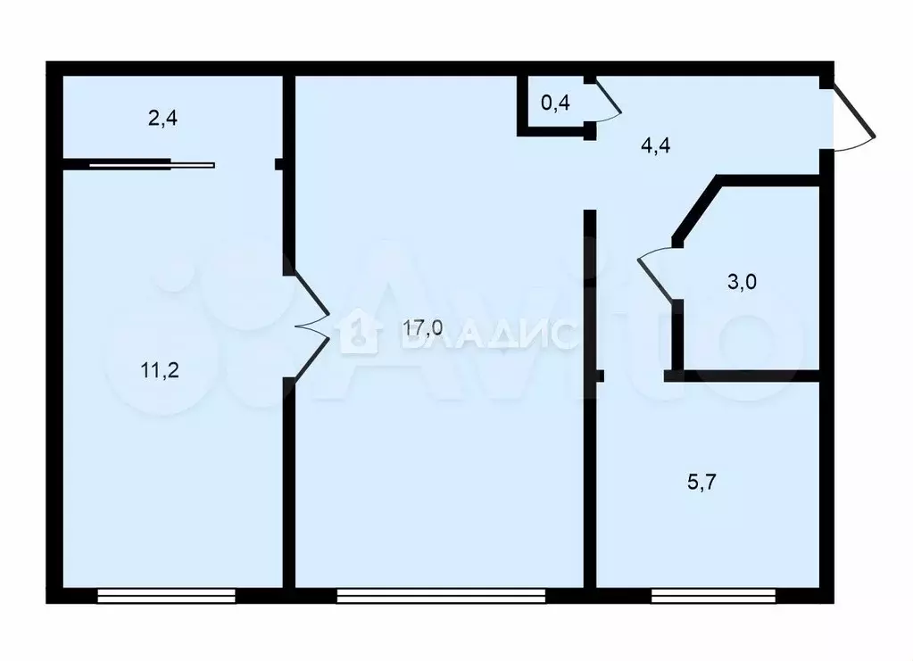 2-к. квартира, 44,1 м, 6/7 эт. - Фото 0