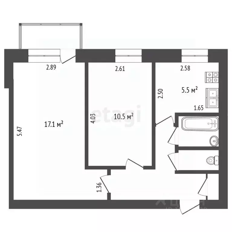 2-к кв. Ярославская область, Рыбинск ул. Яна Гуса, 4 (43.3 м) - Фото 1