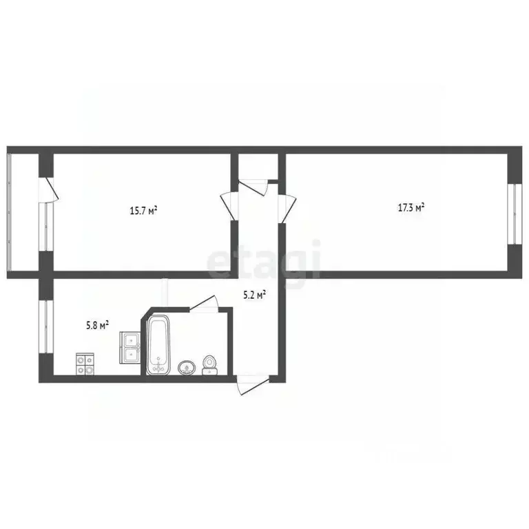 2-к кв. Крым, Евпатория ул. Демышева, 160 (46.4 м) - Фото 2