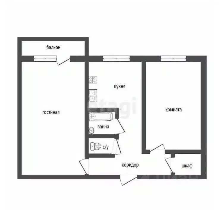 2-к кв. Иркутская область, Иркутск Байкальская ул., 258 (45.6 м) - Фото 2