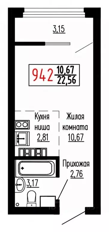 Студия Свердловская область, Екатеринбург ул. Лыжников, 3 (22.6 м) - Фото 1