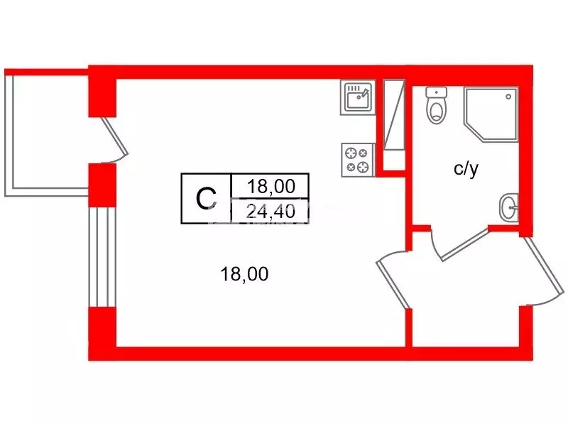 Квартира-студия: Санкт-Петербург, улица Струве, 8к2 (24.4 м) - Фото 0
