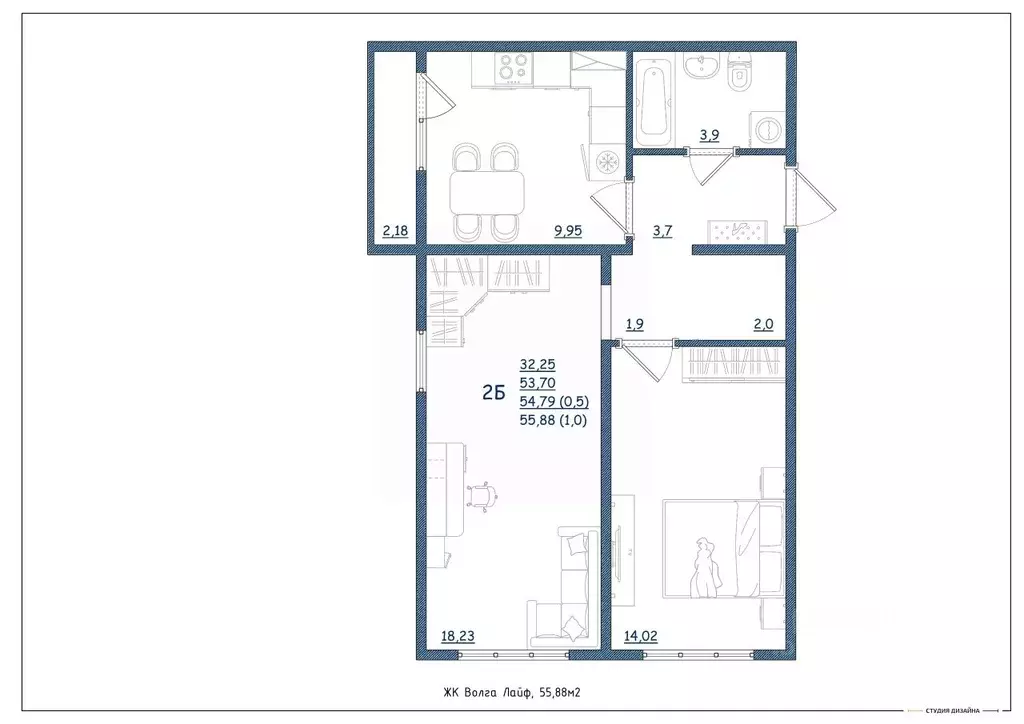 2-к кв. Тверская область, Тверь Новочеркасская ул., 49 (55.88 м) - Фото 1